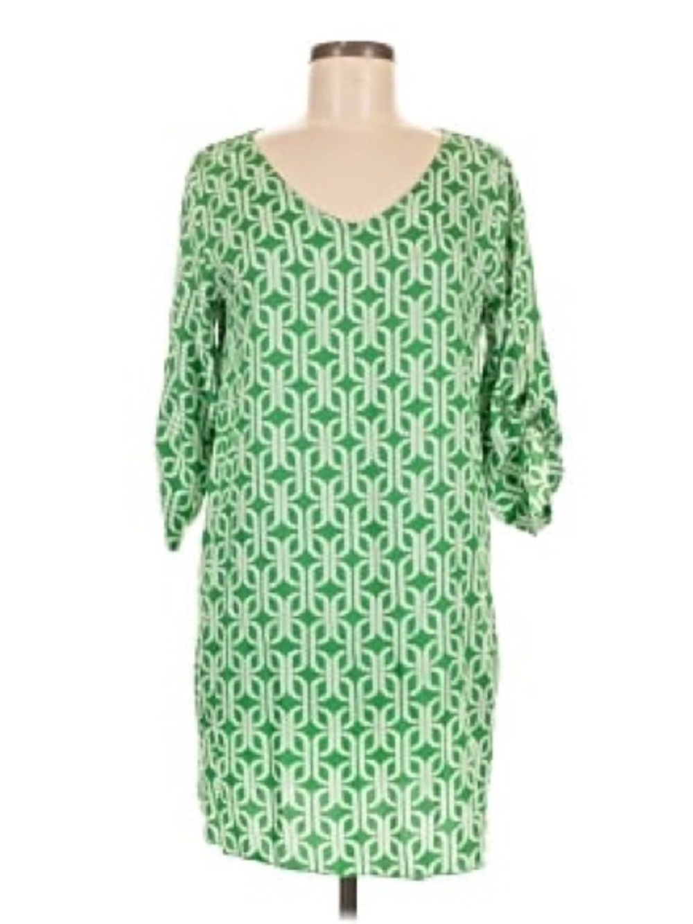Escapade Green Geometric Shift Dress size large